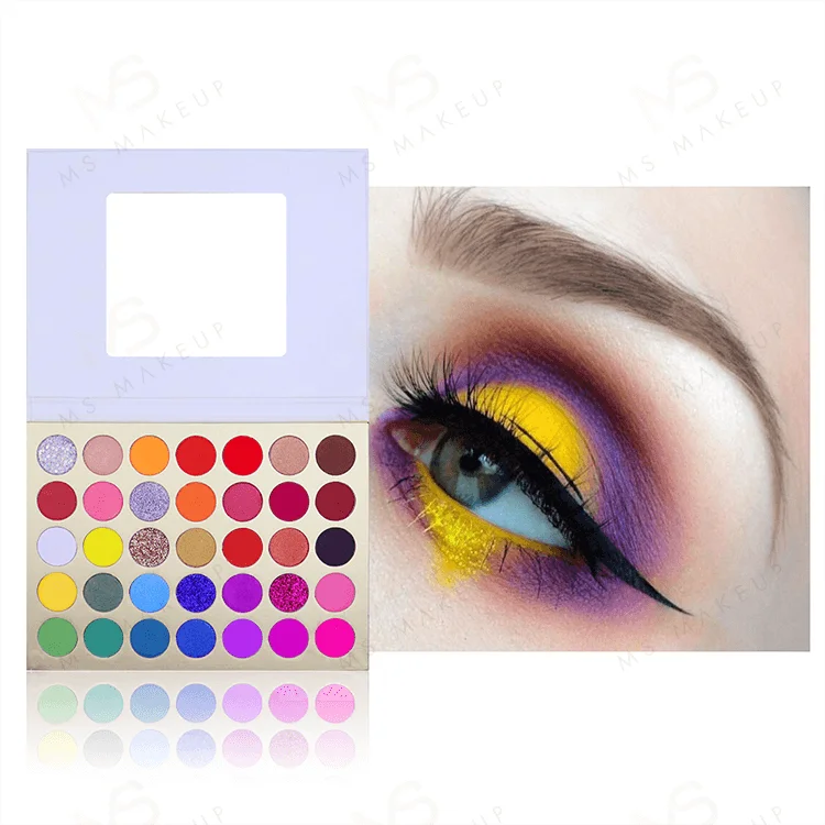 Оригинальная пигментированная палитра век для век, частная марка, белая упаковка, палитра под заказ, 35 цветов, яркая палитра теней для век телесного цвета