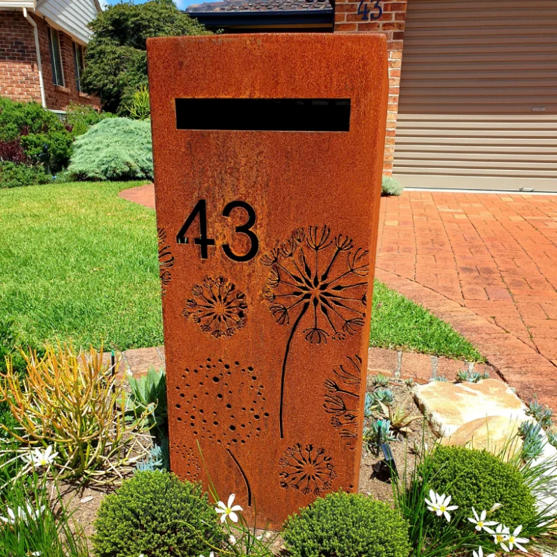 Factory Custom Low Price Metal Standing Mailbox Outdoor Building Post Box for Apartment Corten Steel Mailbox