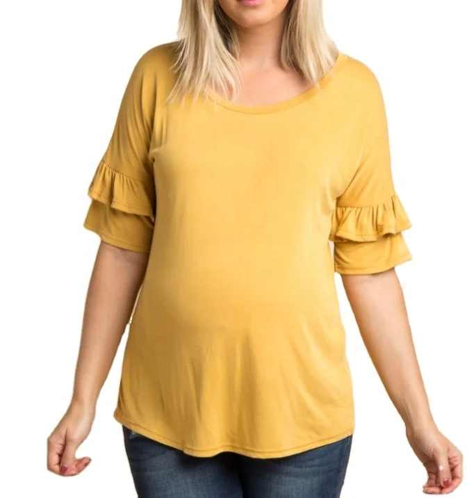 Топ для грудного вскармливания с рюшами на рукавах Одежда для беременных топы для беременных женские топы