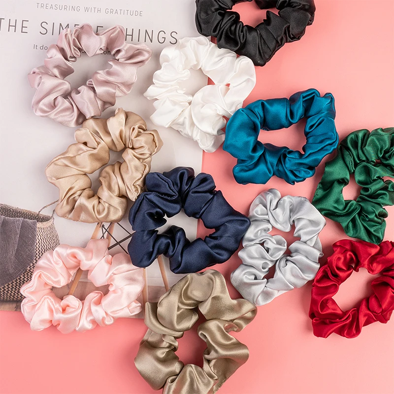 Wholesale Silk Hair Scrunchies Customized Color 100% Pure Mulberry Large Silk Scrunchie