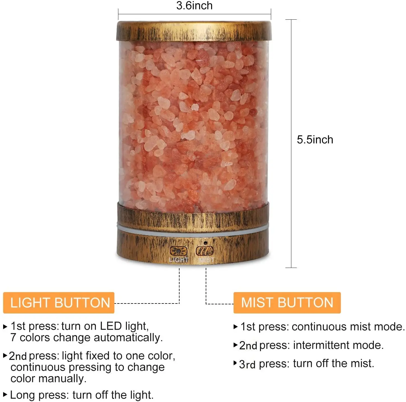 120ML Crystal Salt Rock Crystal Lamps Himalayan Salt Lamp Scent Diffuser  Aroma diffuser