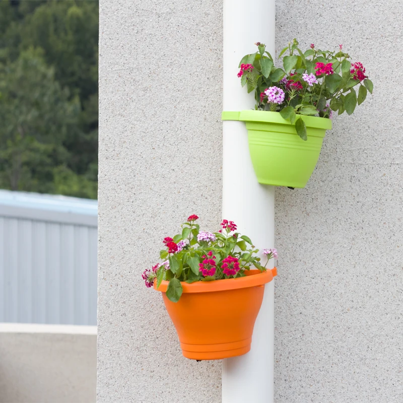 Wholesale Cheap Hanging Plastic Flower Pot Vertical Green Planter Decoration with Drainage Hole for Pipe Wall Garden Outdoor