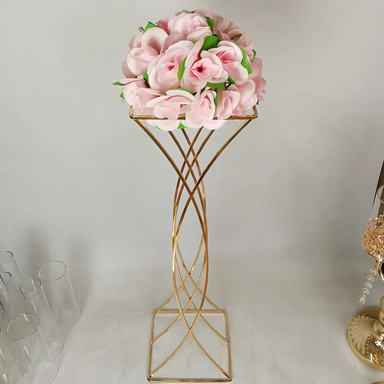 Whole elegant wedding high acrylic flower stand lead flower stand table gold balcony flower decor
