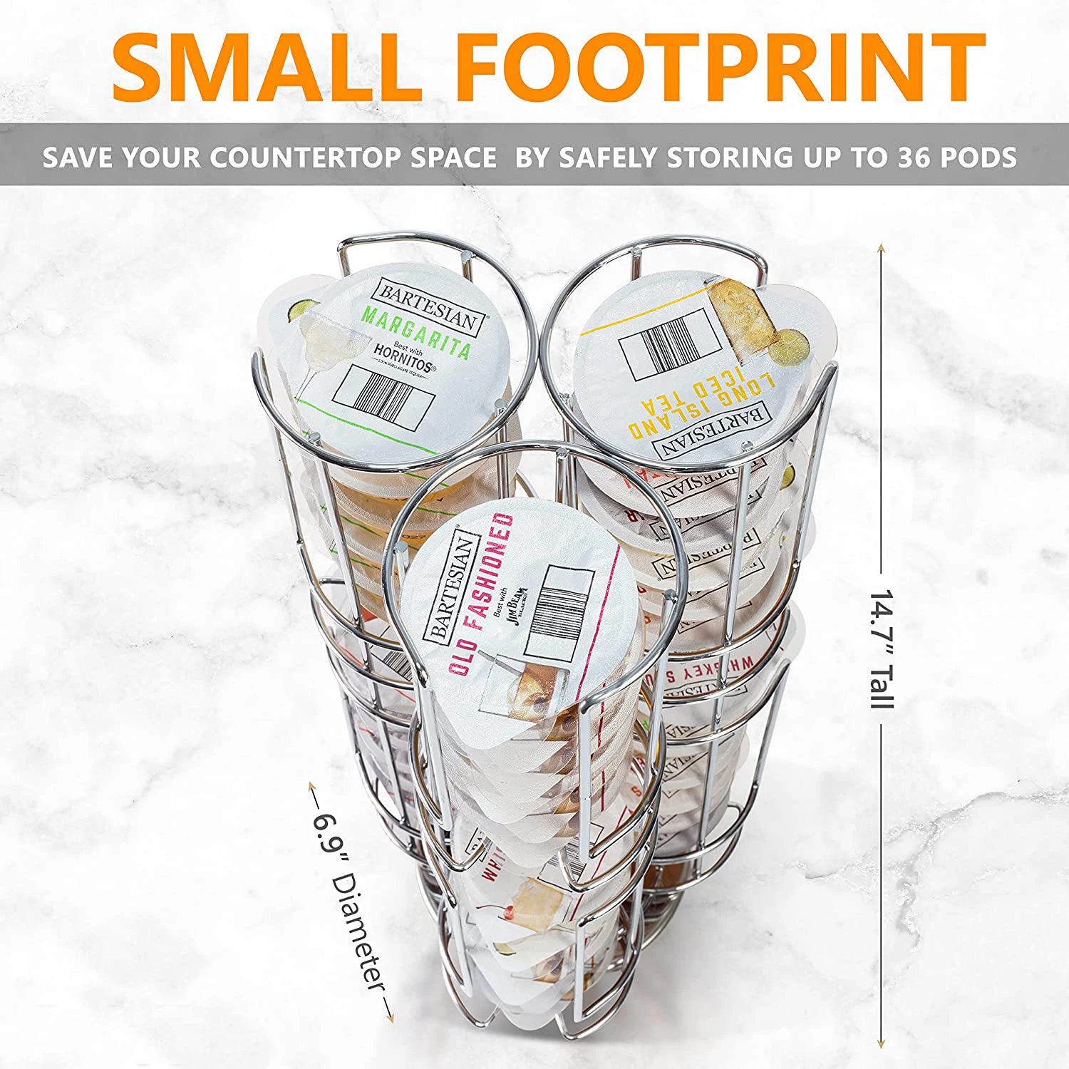 Storage Carousel for Bartesian Capsules by Ksestor  Holds up to 36 Bartesian Pods  360 Degree Rotation  Bartesian Pod Holder