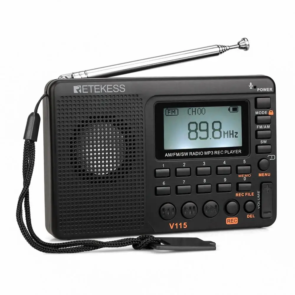 Английский испанский FM AM SW MP3 плеер 1000 мАч батарея am fm Портативные радиостанции Retekess