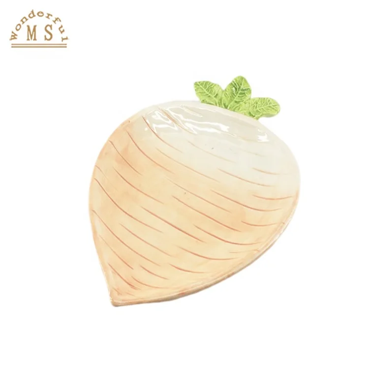 New 3D OEM Real Relief radish dish Shape food Holders 3d Style tray vegetable Kitchenware Ceramic porcelain salad carrot plate