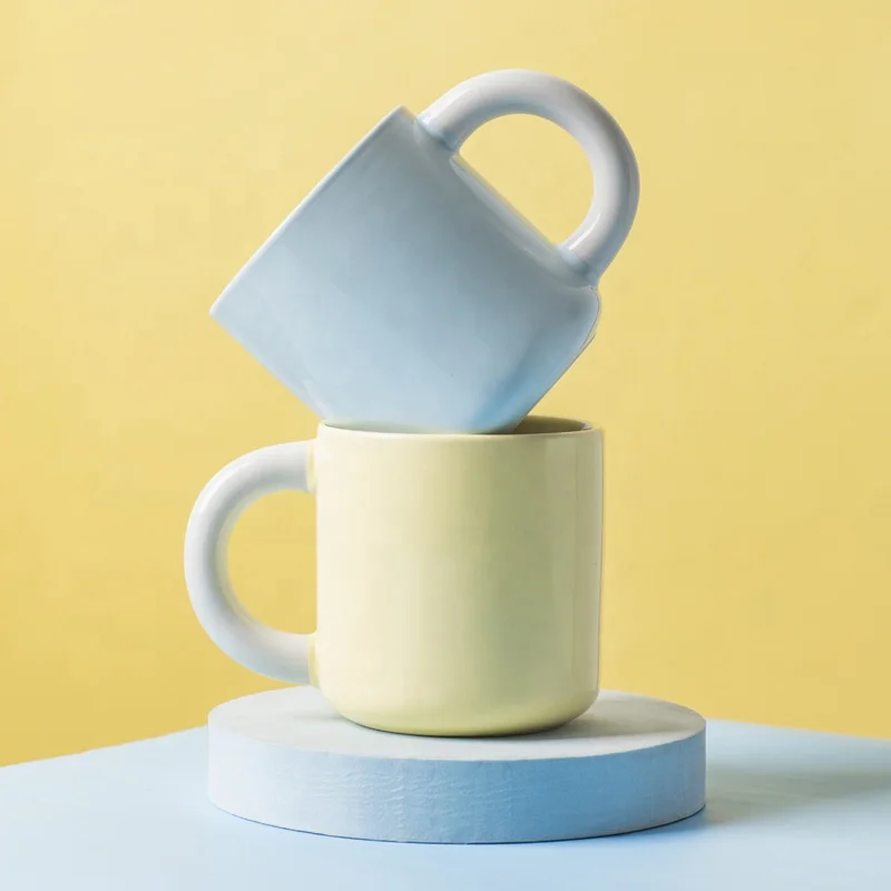 Nordic style 12oz ceramic mug warm macaron color porcelain coffee mug