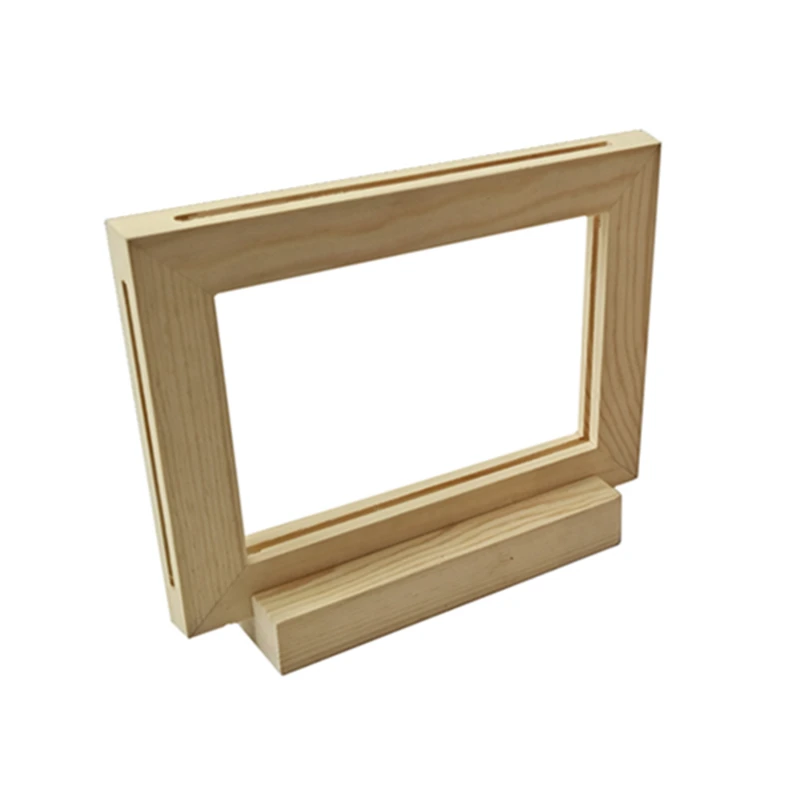 Vertically or Horizontally Timber Photo Frame Double-Sided Poster Sign Holder Wood Base Table A4 A5 Menu Display Stand