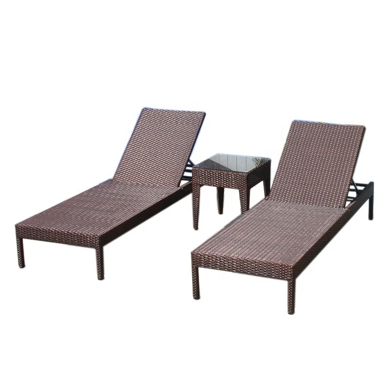 Heavy Duty Outdoor Hotel Resort Garden Patio Beach Plastic Rattan Leisure Sunbathing Lounge Chair