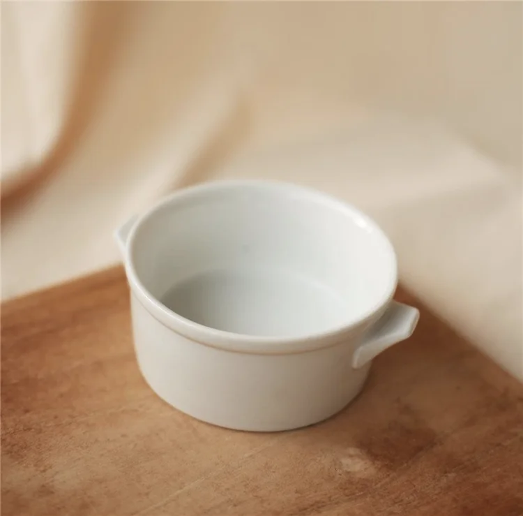 Hot sell custom high-quality simple pudding ceramic baking bowl pot pie creme brulee dessert ceramic bowl