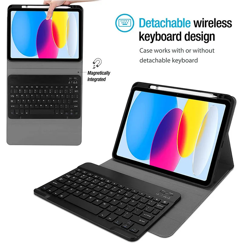 Keyboard Case with Touchpad Detachable Backlit keyboard case for iPad 10.2 Pro 12.9 /10th 10.9 2022 mini6 9.7 with Pen Holder