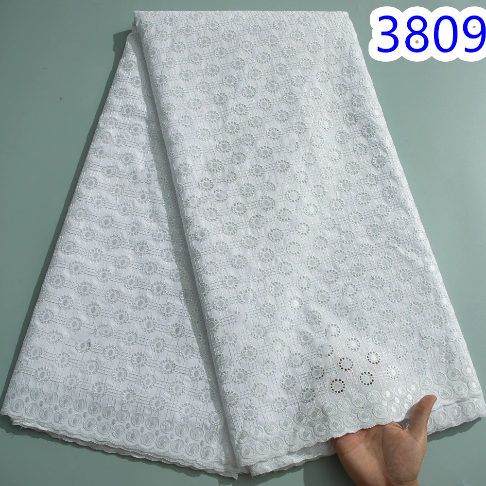 Swiss Lace Fabric 2024 High Quality Original Dubai Cotton Lace Nigerian Fabric Embroidery 5 Yards African Dress for Men3809