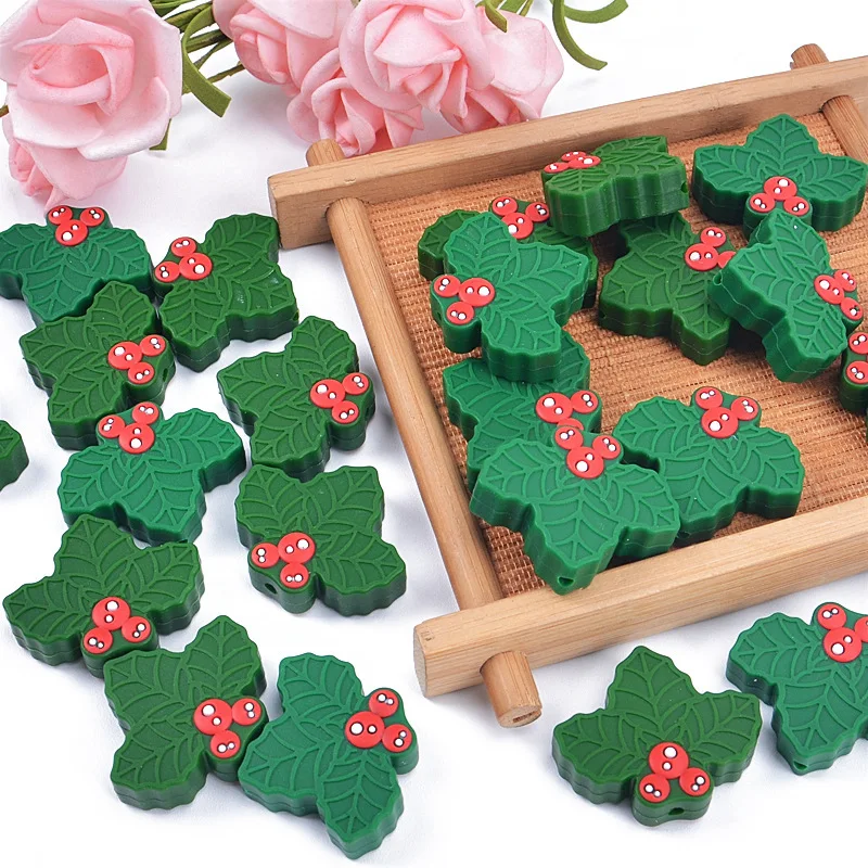 Loose Beads Silicone Beads 2021 New Christmas Fruit for Teether Anti-Dropping Chain Jewelry Accessories B0091 BabyOther Loose B