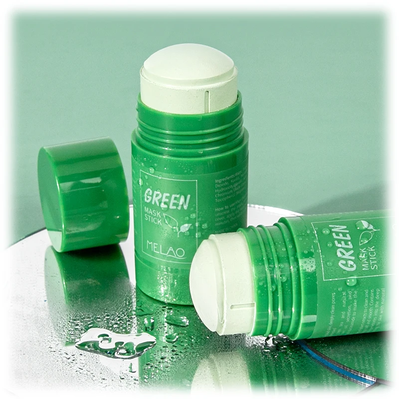 Cosmetics green mask stick tea moisturizing hydrating cleansing solid essence man cream clay green tea mask
