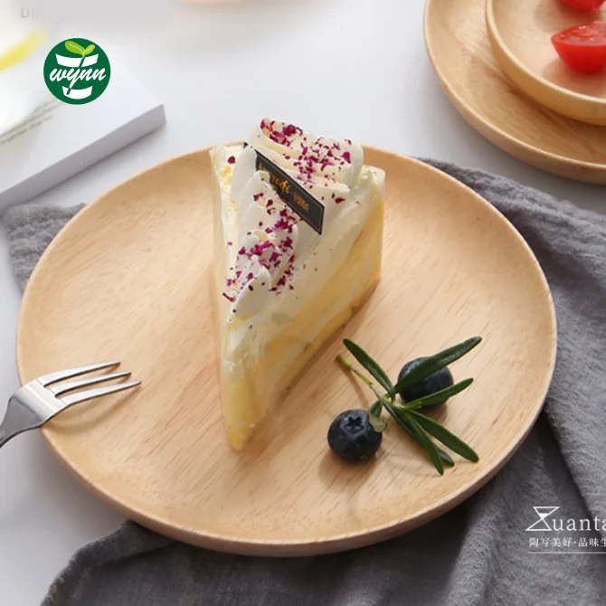 Деревянная круглая форма 5 разделенных бамбуковых фруктов суши сервировочный поднос из дерева акации