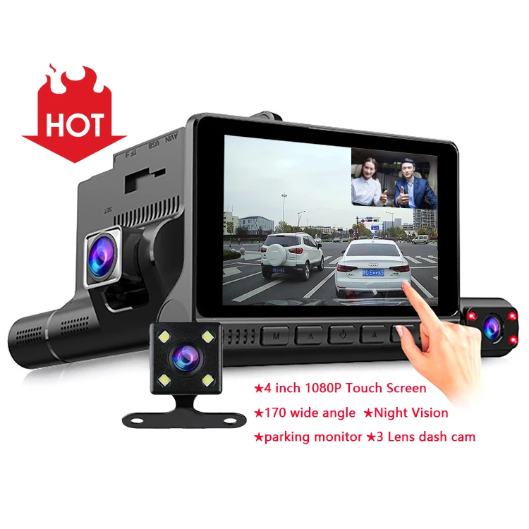 Лидер продаж 3 способа 4-дюймовый экран HD 1080p Автомобильный регистратор модели nexar канала dash cam объектив