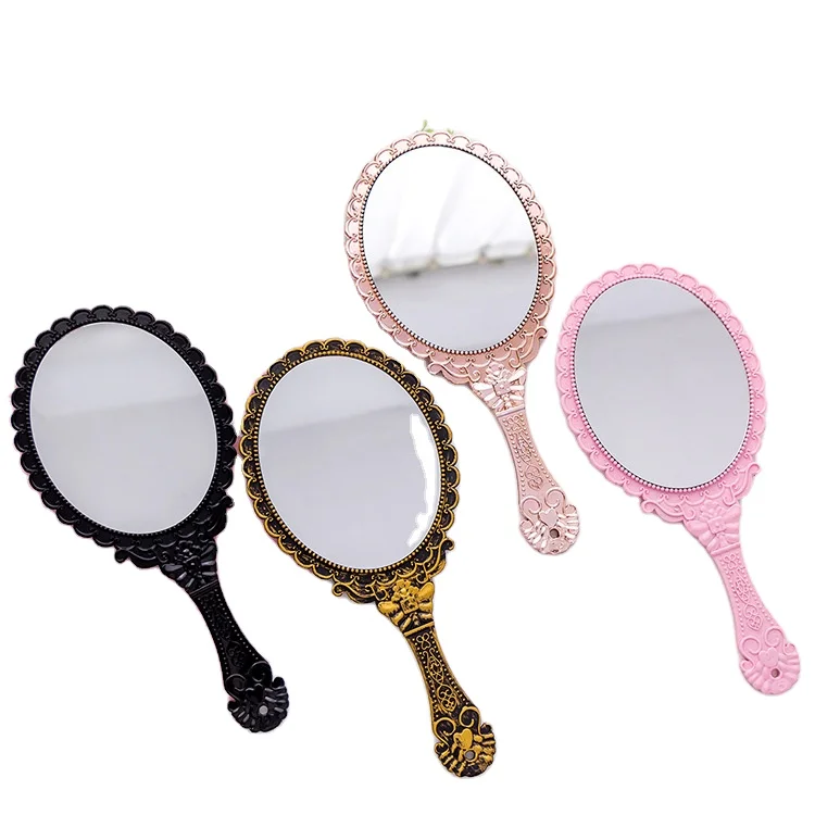 
Creative retro pattern handle make-up mirror lace mirror portable make-up mirror 