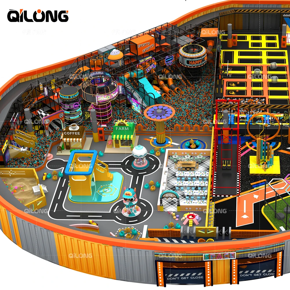 Kids Best Custom Made Commercial Kids Big Indoor Children Trampoline Park with Ninja Warrior Course Adult Playground Equipment