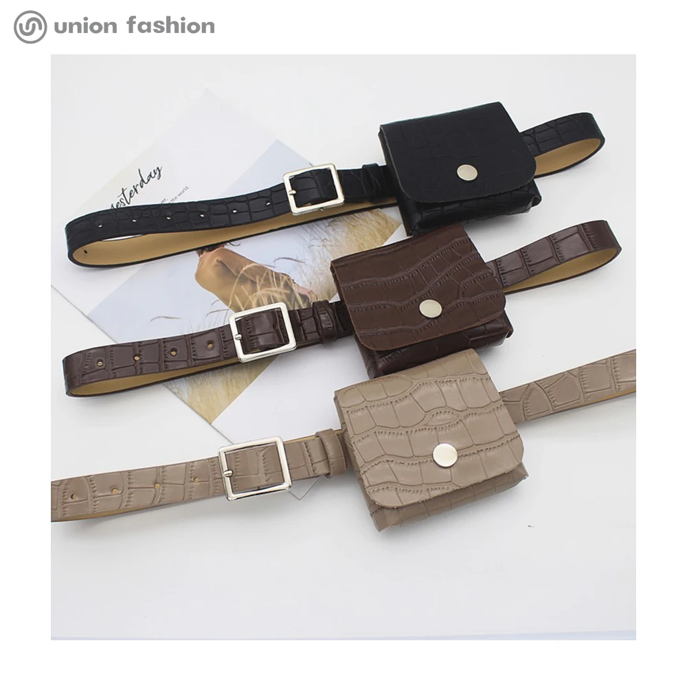 2021 New Design Fashion Crocodile Pattern Pu Leather Sport Waist Bags For Women