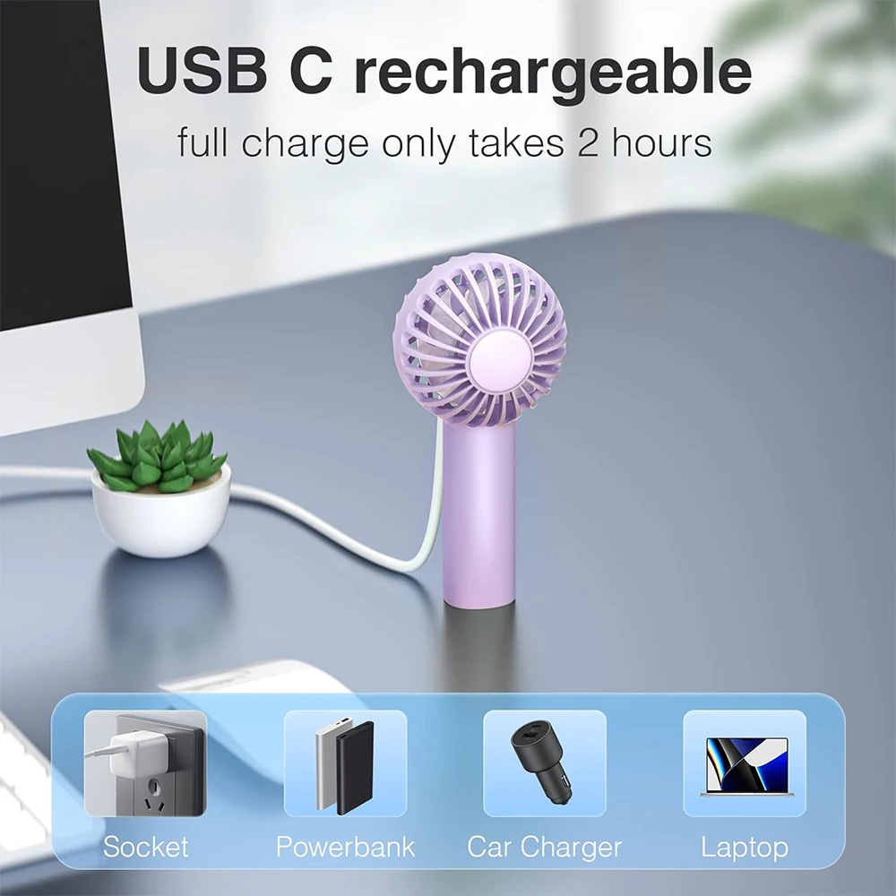 DC03 1200MAH Stylish Air-cooled USB charging Mini handheld fan with adjustable 3-speed wind speed portable fan