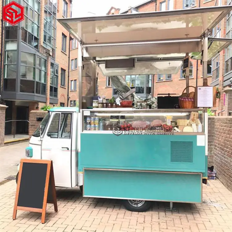 Mobile Kitchen Tricycle Electric Food Truck Catering Ice Cream Truck Ape 50 Wheeler Price Ice Cream Hot Dog Food Cart