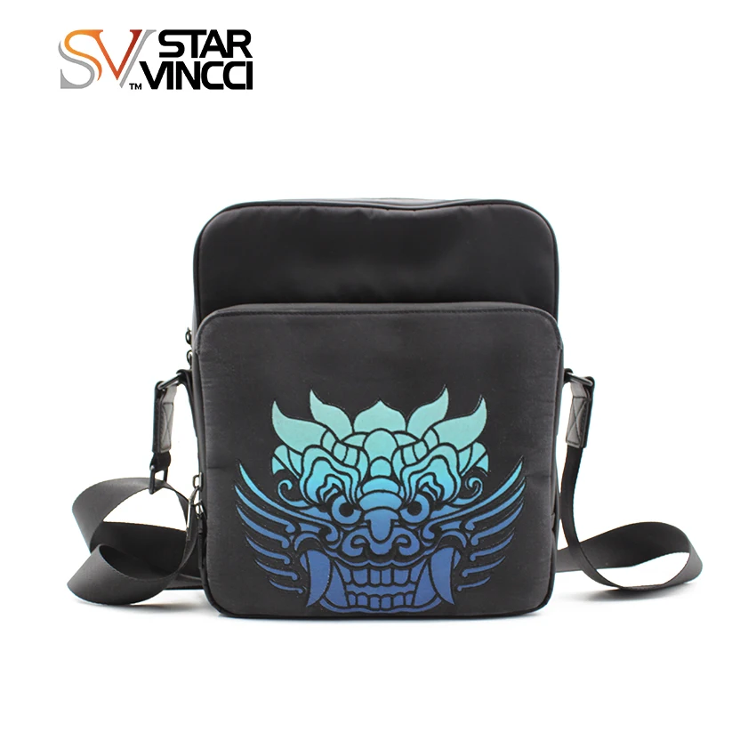 canvas messenger bag casual Dragon embroidery crossbody shoulder bags for men