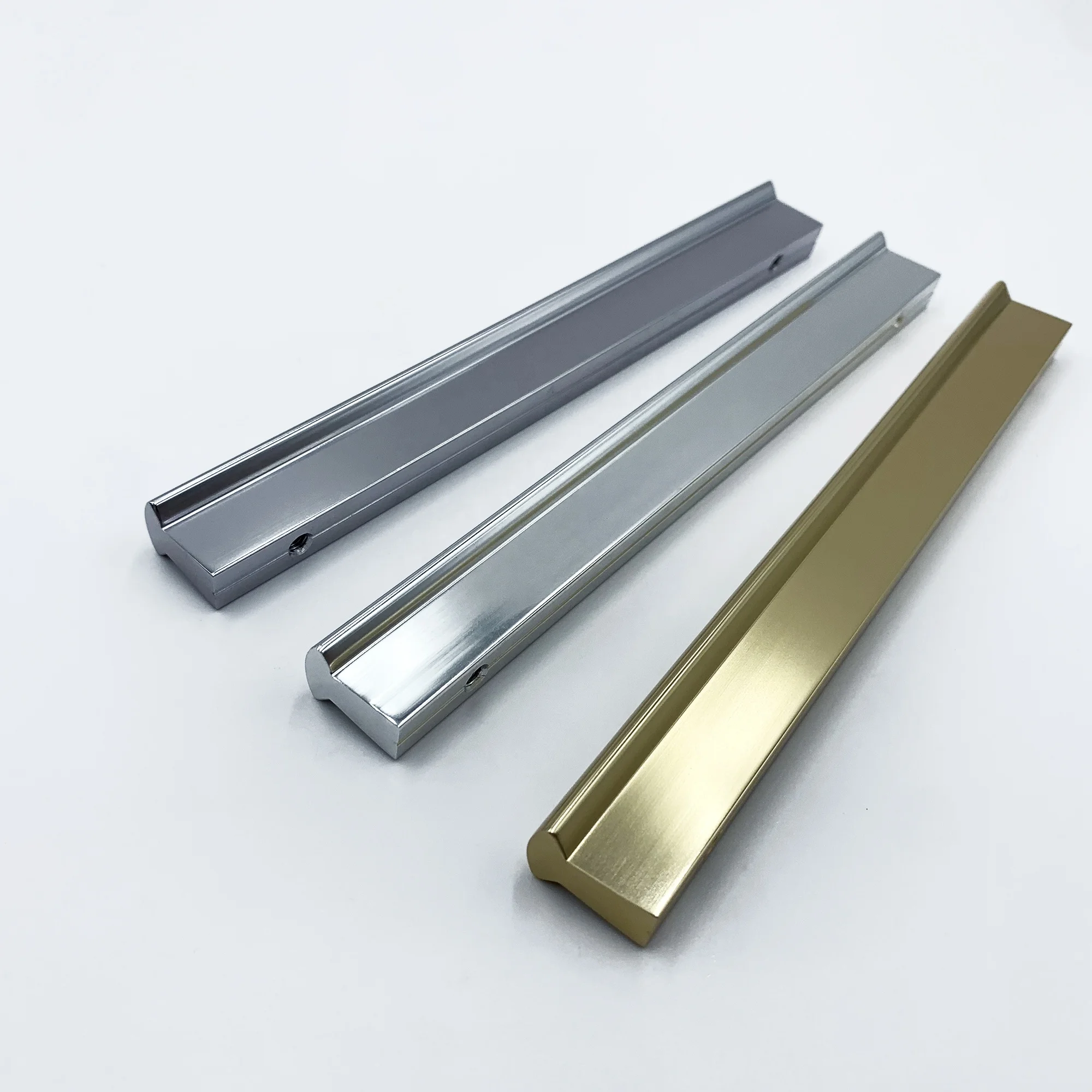Simple Kitchen Cabinet Pulls Silver Shiny Gold Aluminum Furniture Handles for Dresser Drawers