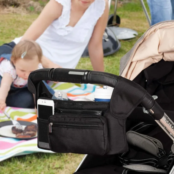 
Wholesale Universal Baby Stroller Organizer Storage Bag With Insulated Cup Holders Detachable Phone Bag 