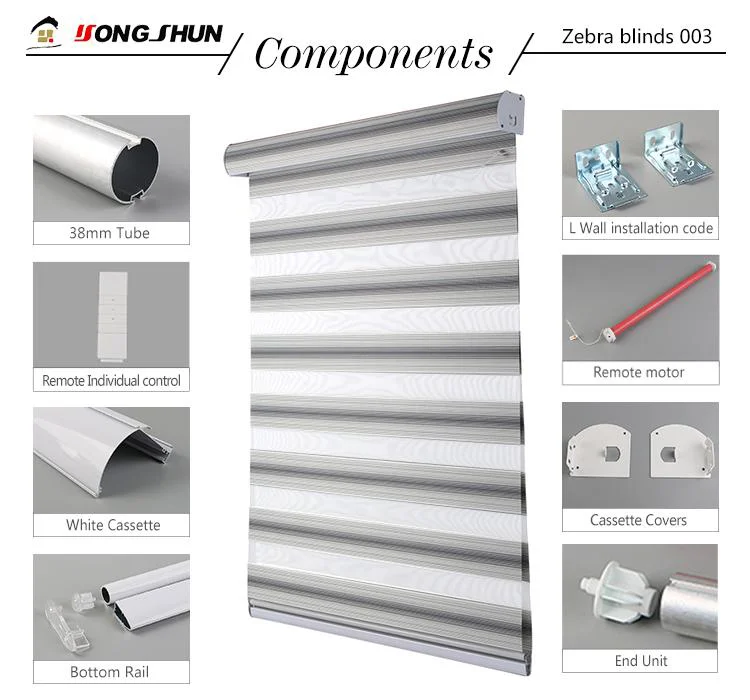 Zebra Roller Blinds Blackout Electric Motorized Remote Window Control Polyester Zebra Roller Blinds