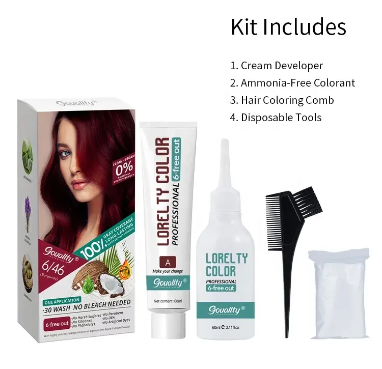 Private Label Gouallty Organic Natural Permanent Hair Color Cream Wholesale Dye Hair