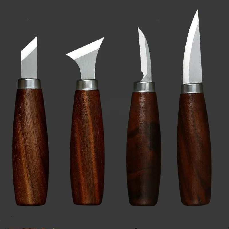 Handmade Steel Curved Paring Scraper Tool Carving Knife with Walnut Wood Handle