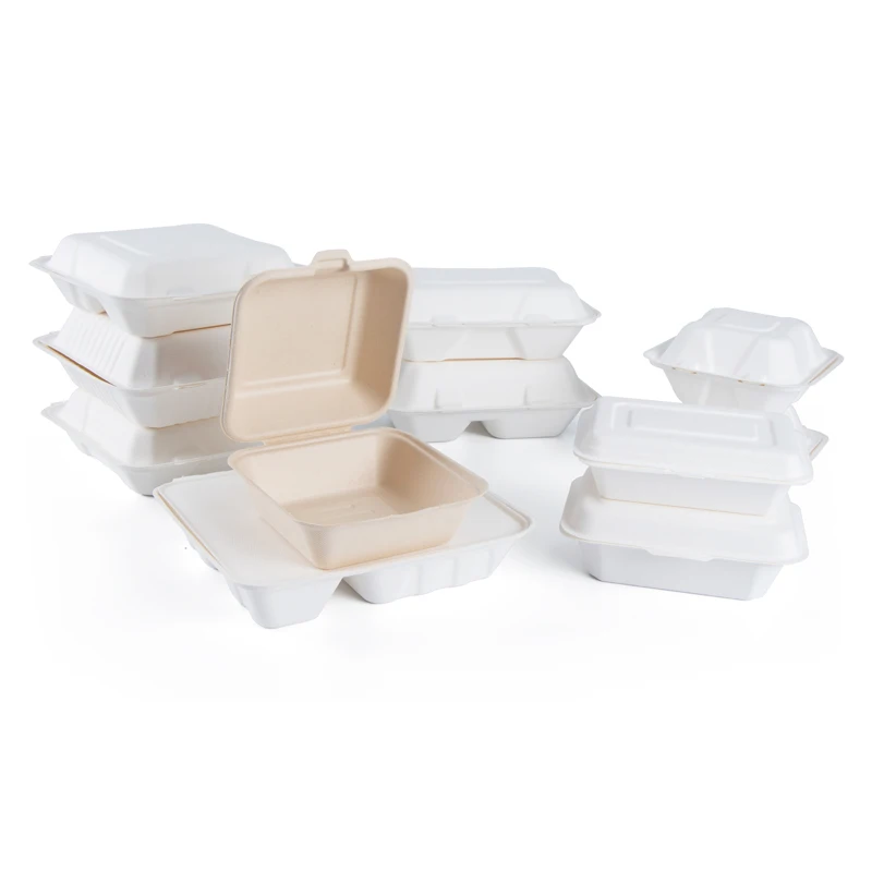 Compostable Eco Friendly 100% Natural Paper Pulp Takeout Tableware Disposable Biodegradable Food Container Bagasse To Go Box