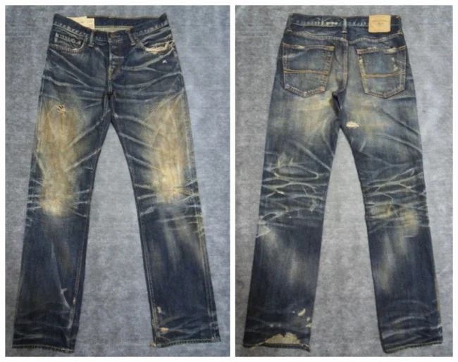 Lotfeel  OEM custom high quality ripped slim fit man cotton heavy washing denim japanese selvedge denim jeans man