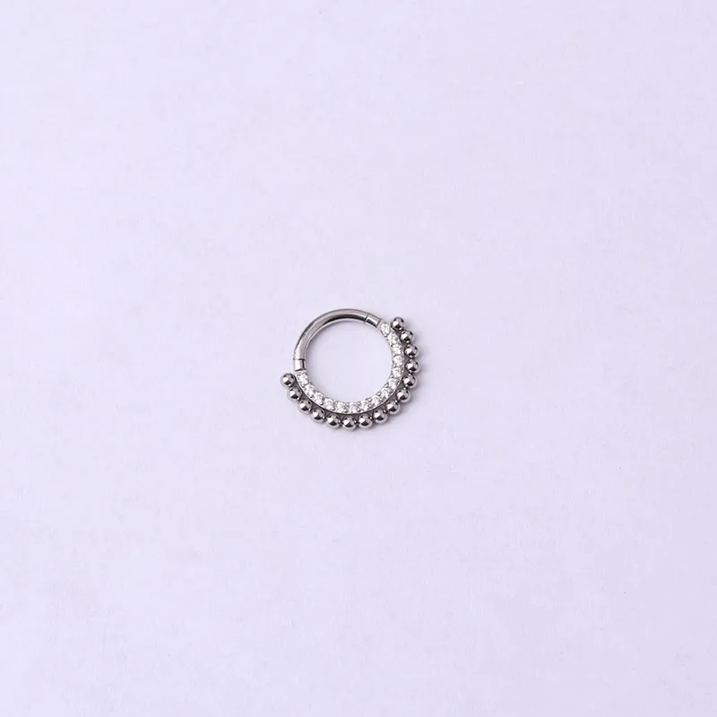 16G  Stainless Steel Cz Septum Clicker Piercing Hinged Segment Ring Diath Helix Nose Hoop Ring