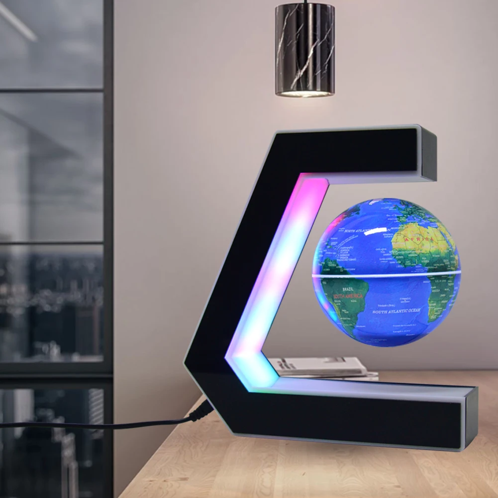 Levitating floating Globe with World Map,Magnetic Rotation Float Globe with Colorful Led Light