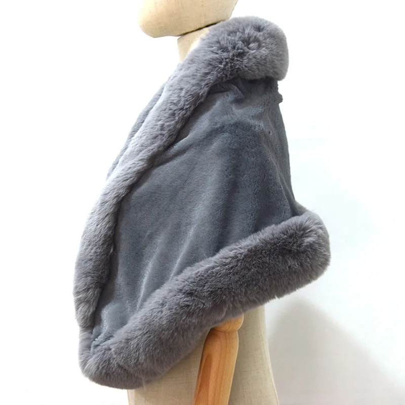 Модный белый воротник, одеяло из искусственного кроличьего меха, шаль, накидка для женщин, Осень-зима, теплый