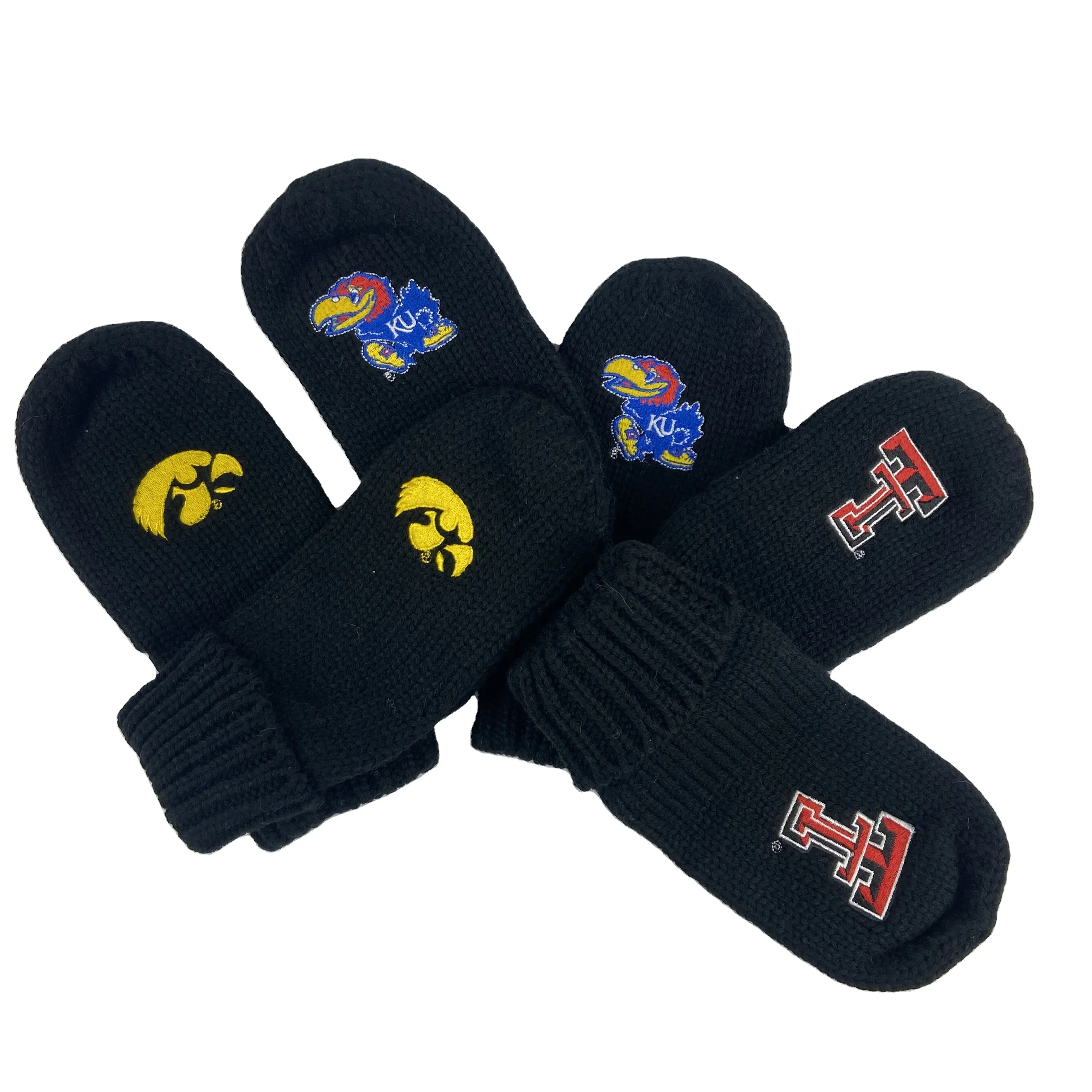 China Factory Sale Custom Cheap Price Wholesale Winter Windproof Riding Warm Knitted Black Finger Mittens