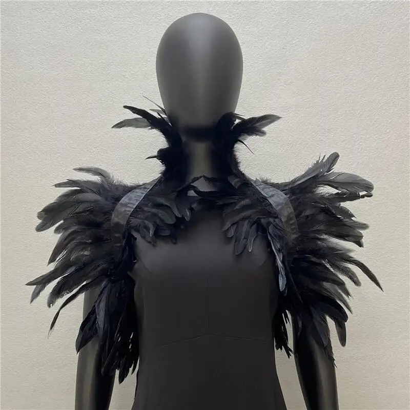Customized Feather Cape Watch Catwalk Ball Feather Vest Collar Neck Feather Cape