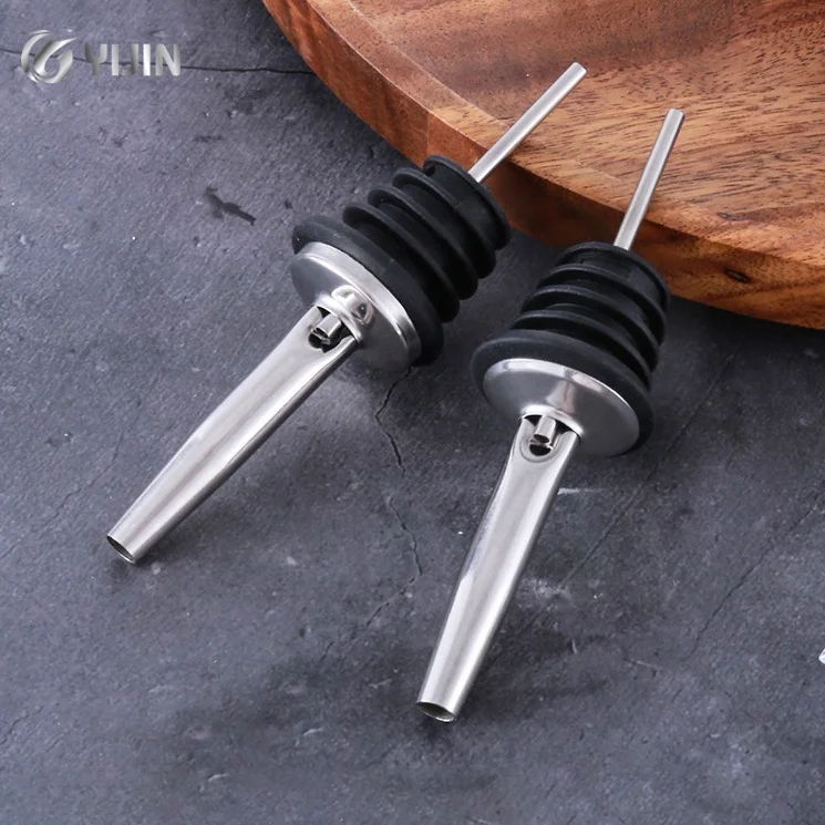 Wholesale bar cocktail whisky drink control speed spout oil bottle aerator rose gold black stainless steel wine pourer