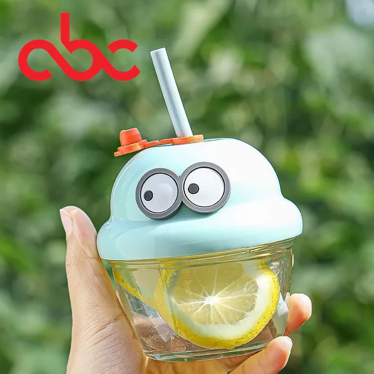 Wholesale 7oz 210ml Wide Lid Glass Drinking Mug Straw Coffee Beer Fruit Juice Drink Cup Female Summer Glass Home Cups