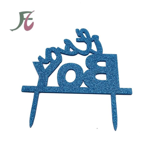 Голубой блестящий Топпер для торта, топпер для торта для мальчиков, акриловый Топпер для торта на день рождения