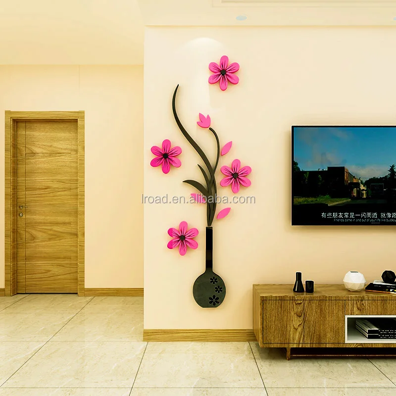 Custom Flower shape 3D acrylic Wall Stickers For Home Decoration
