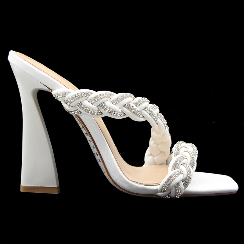 Women thick Heel square toe Slippers  High Heel  Slippers for ladies Sandals square heels sandals