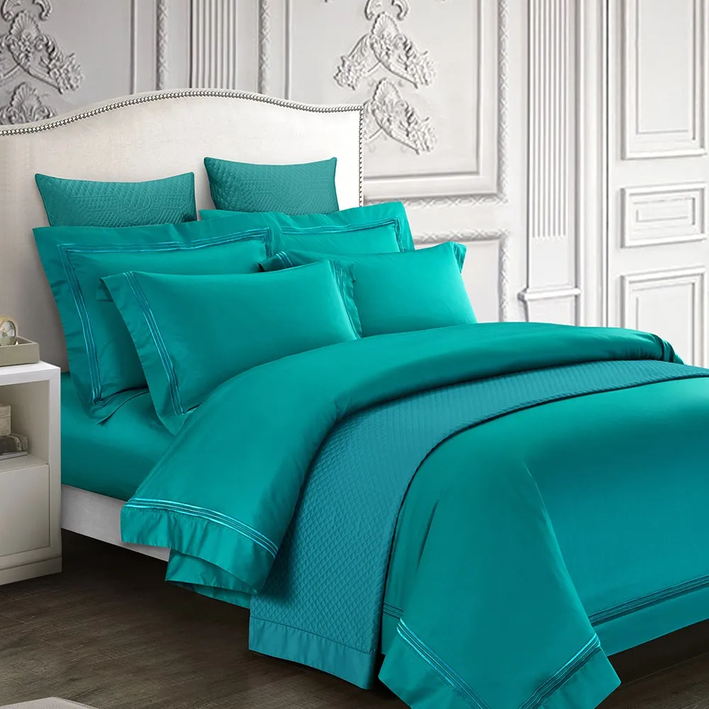 Custom wholesale 100% cotton embroidery hotel linen duvet cover flat sheet set bedding Set