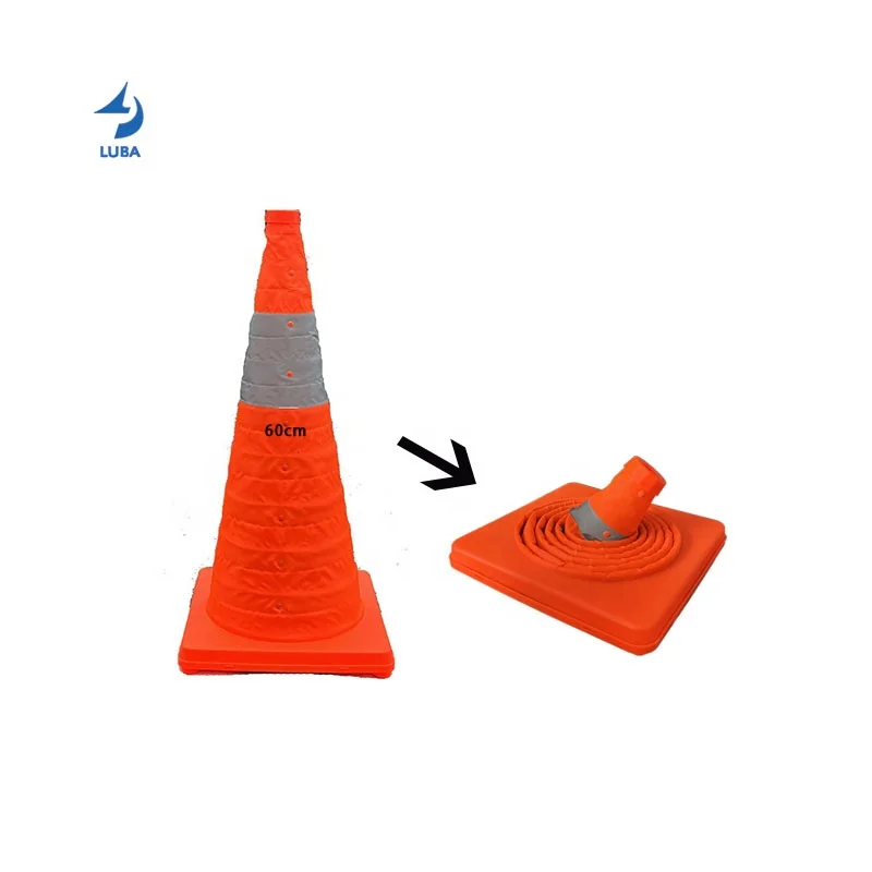 60cm New Selling Warning Folding Road Safety Cone Folded Collapsible Traffic Cone