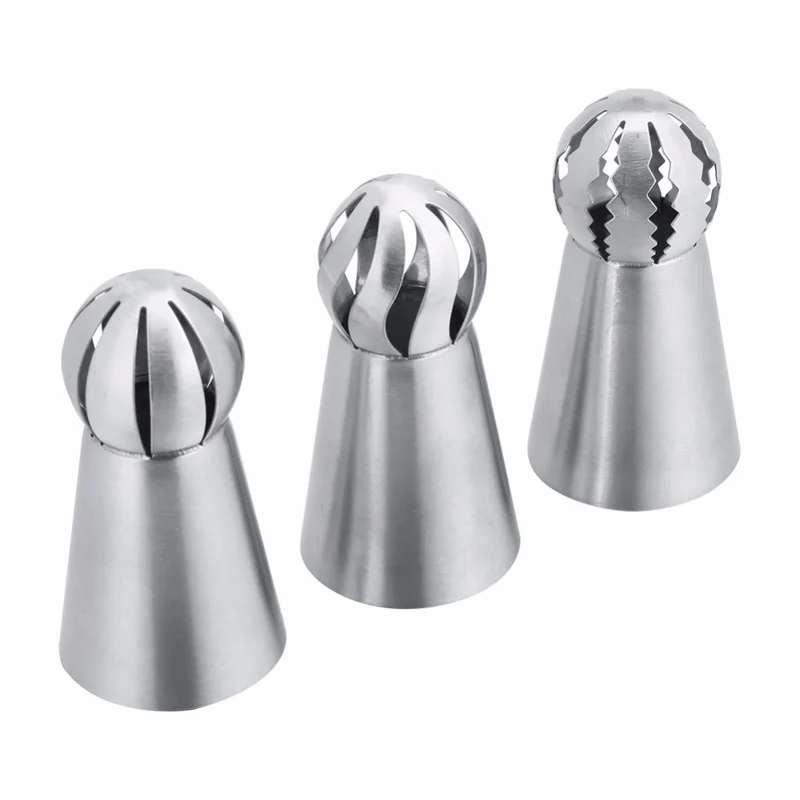 3PCs/Set Cake Icing Nozzles Russian Piping Tips Lace Mold Pastry Cake Decorating Tool Stainless Steel Kitchen Baking Pastry Tool