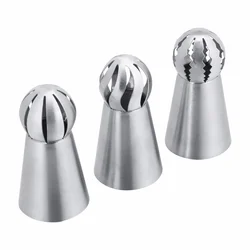 3PCs/Set Cake Icing Nozzles Russian Piping Tips Lace Mold Pastry Cake Decorating Tool Stainless Steel Kitchen Baking Pastry Tool