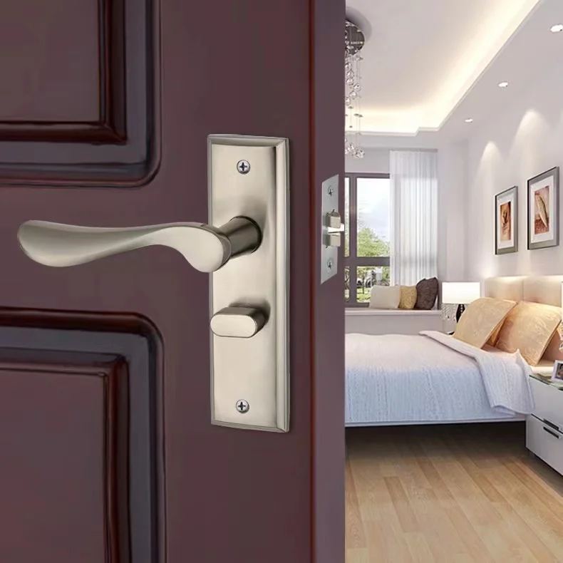 Door lock set with cylinder keys and handle stainless steel panel door locks for wooden doors