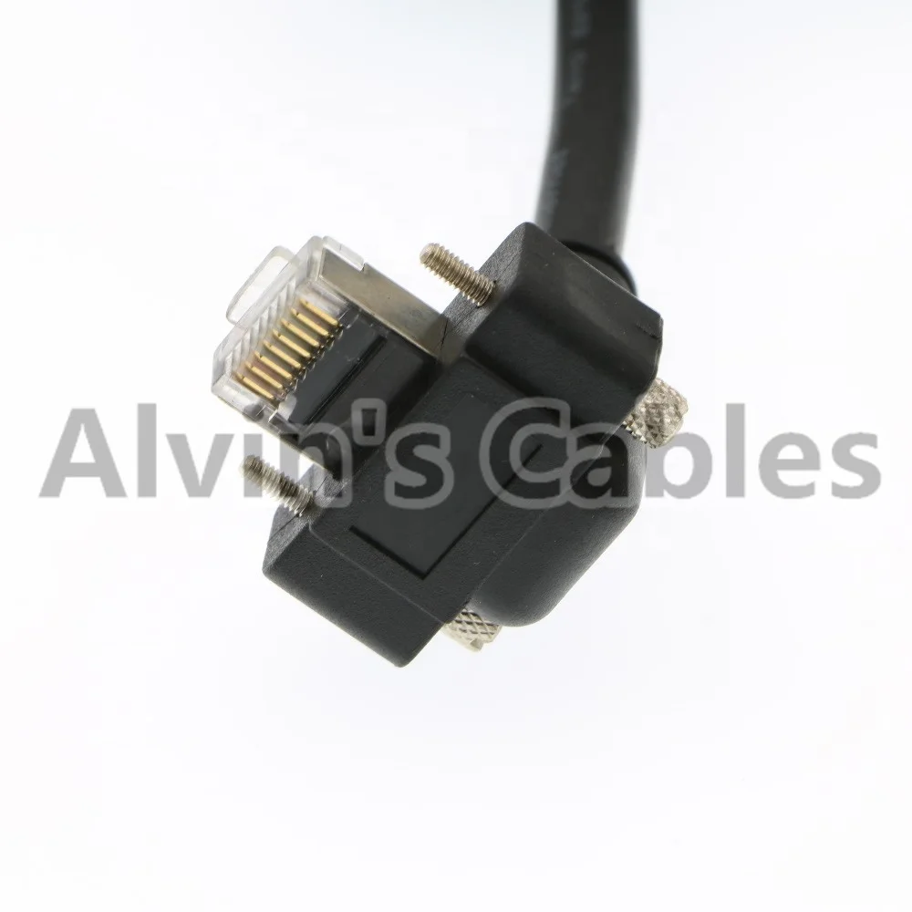 
GigE Cat6 Screw Lock horizontal Right Angle RJ45 DrC Cable for Basler Cameras 