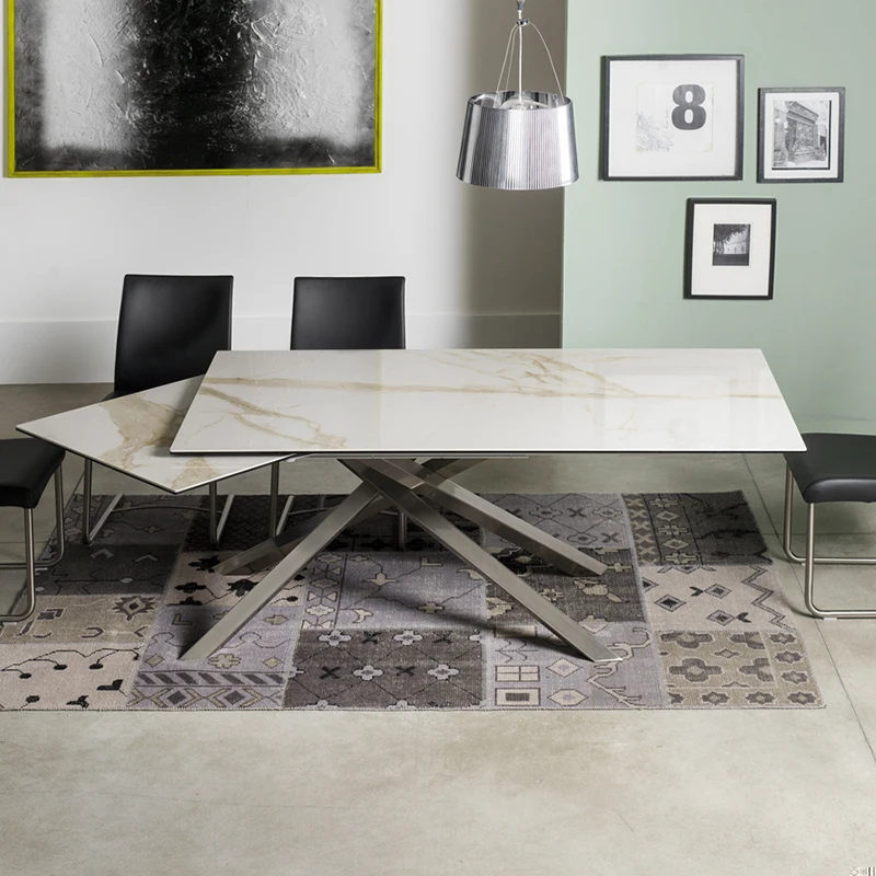 Can Be Simply Rotated Extending Rectangular Painted Steel Metal Dining Table Legs